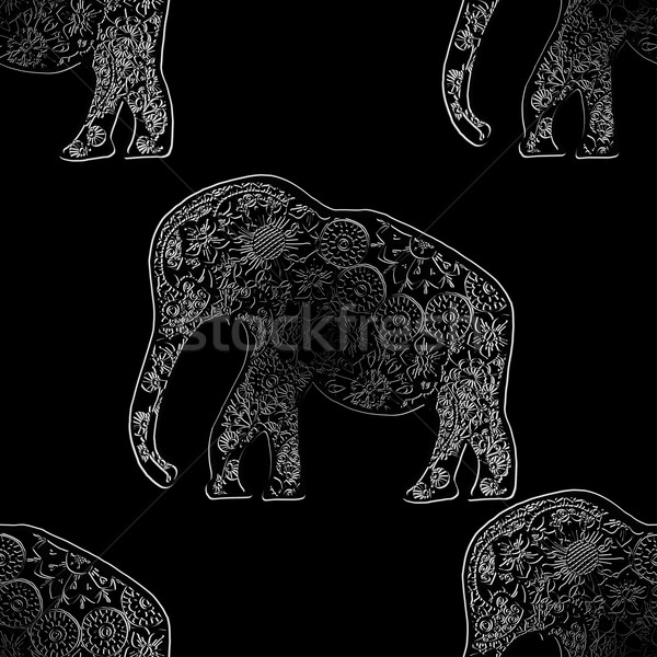 Stock fotó: Elefántok · indiai · stílus · végtelenített · textúra · stilizált