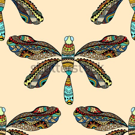 Estilizado marrom libélula têxtil design de moda Foto stock © frescomovie