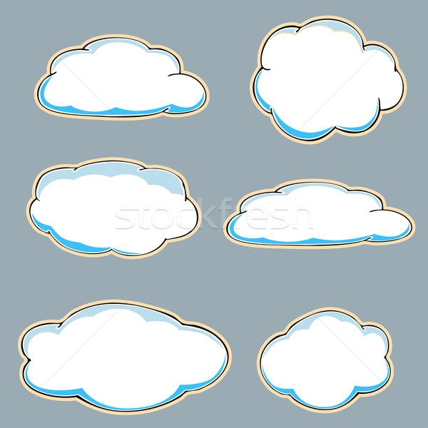 Сток-фото: Cartoon · облака · набор · изображение · компьютер · весны
