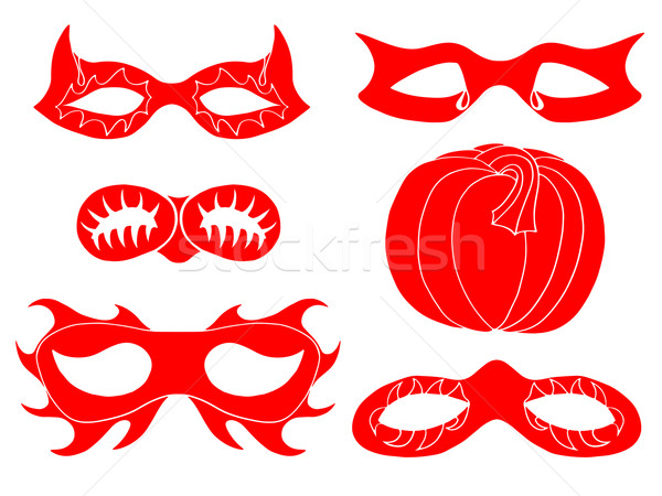 Maschera raccolta set halloween rosso isolato Foto d'archivio © frescomovie
