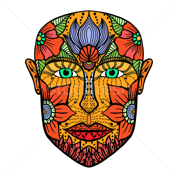 man face of flowers. Stock photo © frescomovie
