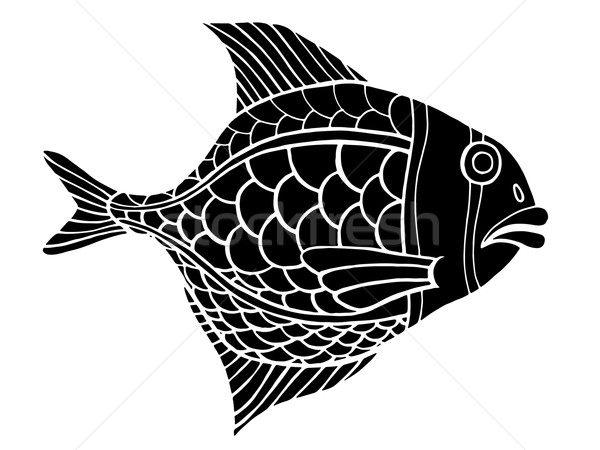 монохромный стилизованный рыбы рисованной болван изолированный Сток-фото © frescomovie