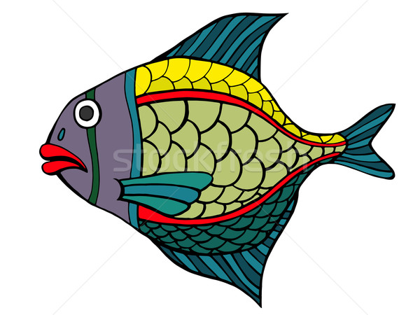 рыбы стилизованный рисованной болван изолированный Сток-фото © frescomovie