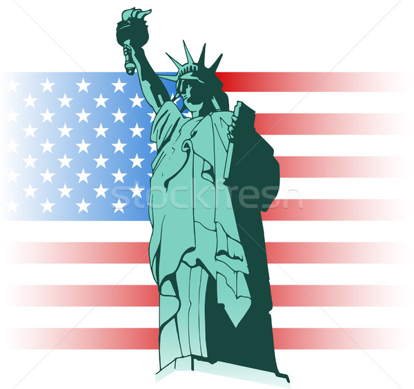 Statue Freiheit Flagge Illustration Vereinigte Staaten Frau Stock foto © fresh_7266481