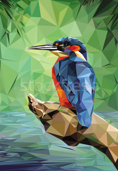 Ijsvogel laag illustratie water bos bladeren Stockfoto © fresh_7266481