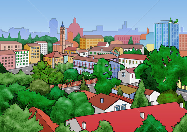 Small town landscape Stock photo © fresh_7266481
