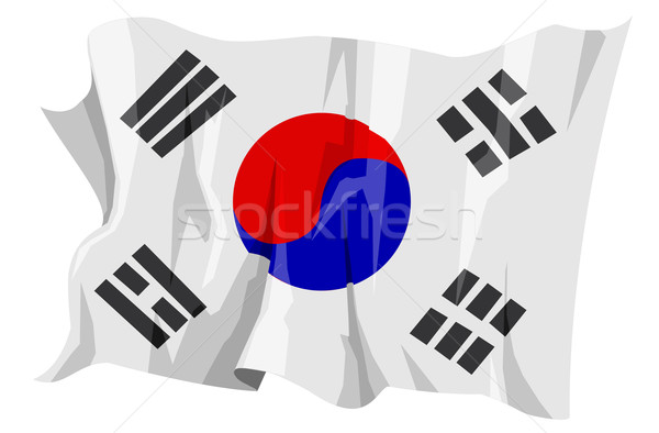 Banderą Korea Południowa komputera wygenerowany ilustracja niebieski Zdjęcia stock © fresh_7266481