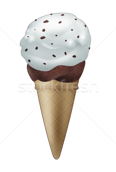 Cono de helado ilustración realista aislado blanco hielo Foto stock © fresh_7266481