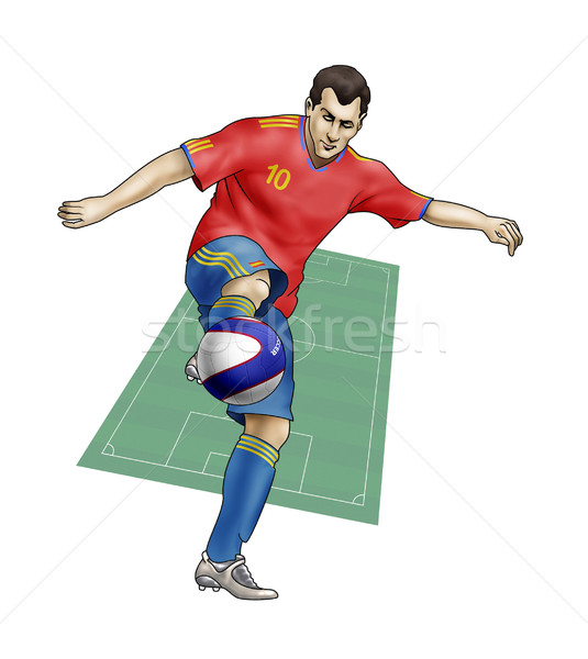 Zespołu Hiszpania realistyczny ilustracja piłkarz Zdjęcia stock © fresh_7266481