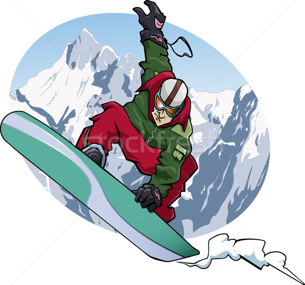 Foto stock: Snowboarding · 2011 · ilustração · saltando · vermelho