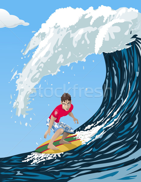 Duży fali surfer ilustracja cool jazda konna Zdjęcia stock © fresh_7266481