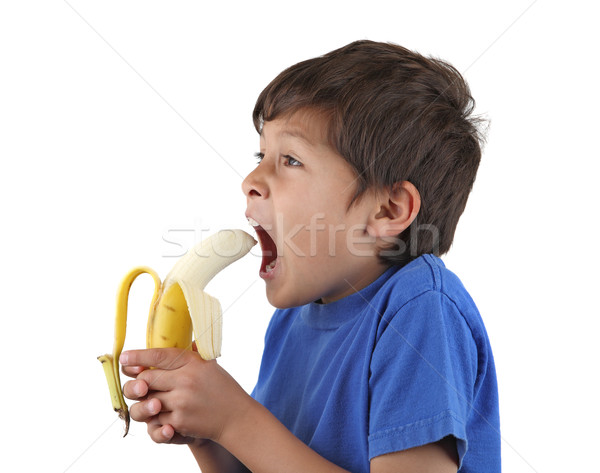 Banana morder menino branco Foto stock © Freshdmedia