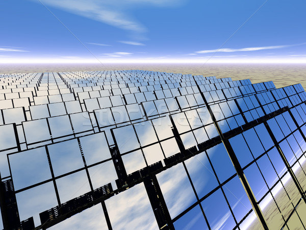 Panneau solaire ferme désert 3D rendu ciel Photo stock © Freshdmedia