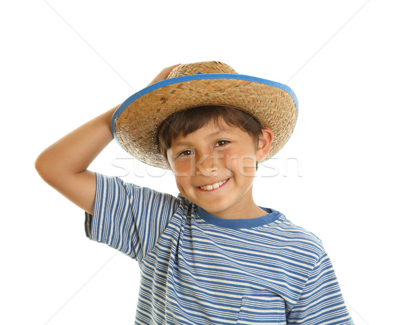 Stockfoto: Cowboyhoed · gelukkig · vrolijk · glimlachend · speelgoed