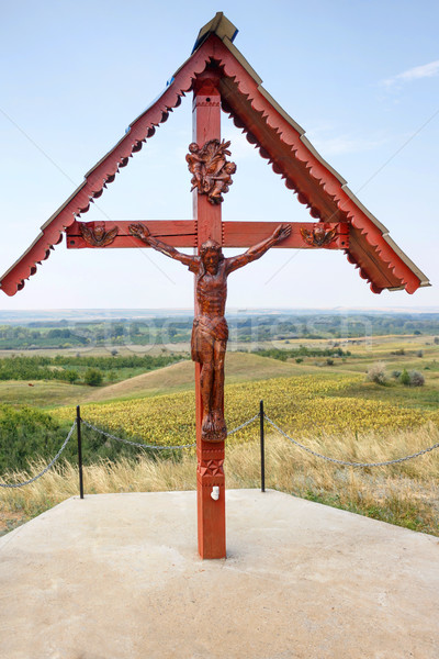 Wooden crucifixion in hundred risings Stock photo © frimufilms