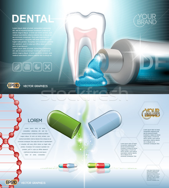 Digitalen Vektor blau Medizin Zahnpasta Infografiken Stock foto © frimufilms
