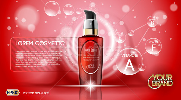 Digital vector rojo vidrio cosméticos contenedor Foto stock © frimufilms