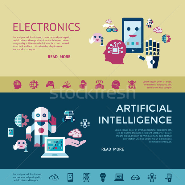 Cyfrowe wektora sztuczna inteligencja elektronicznej proste Zdjęcia stock © frimufilms