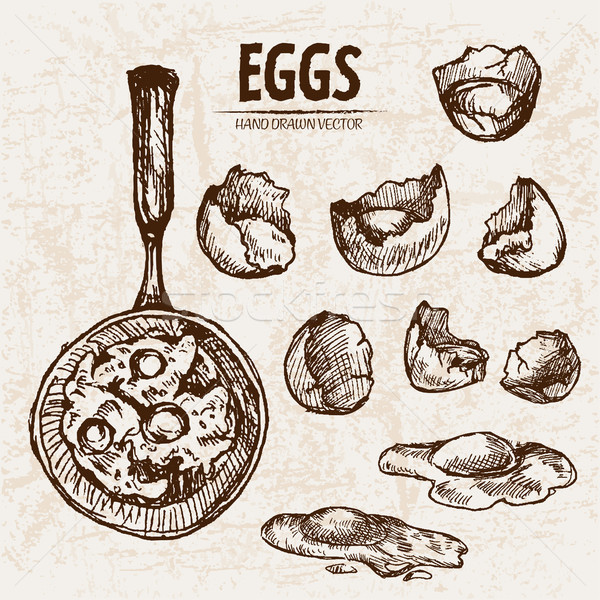 Digital vector detailed line art cooking eggs Stock photo © frimufilms