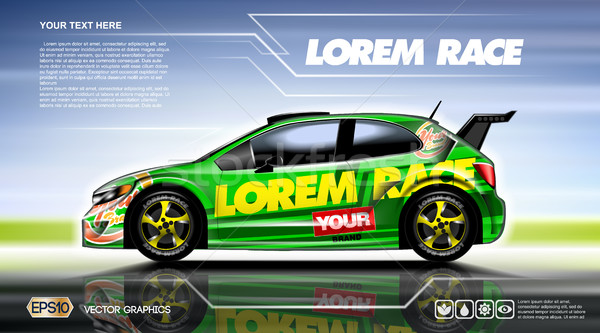 デジタル ベクトル 緑 セダン スポーツ レースカー ストックフォト © frimufilms