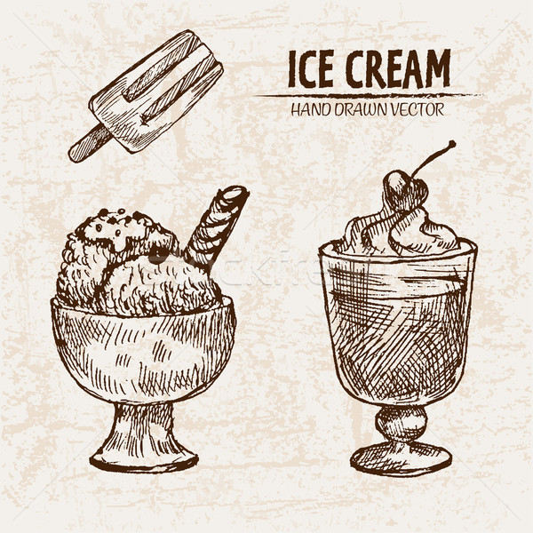 Digital vector detailed line art ice cream Stock photo © frimufilms