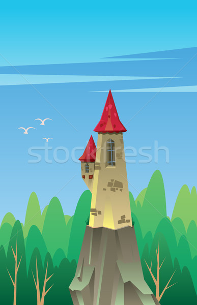 Digital vector, castle with red roof Stock photo © frimufilms