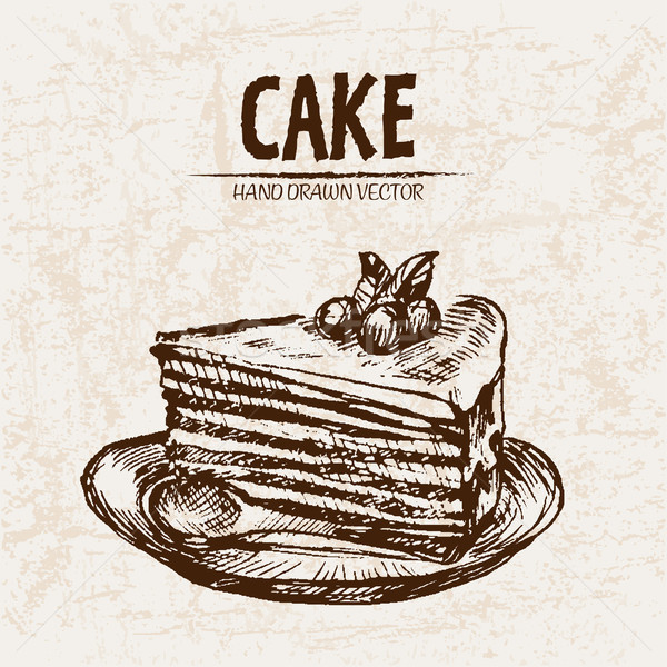 Digital vector detailed line art slice of cake Stock photo © frimufilms