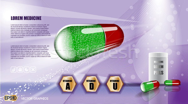 Digital vector green and red medicine vitamine Stock photo © frimufilms