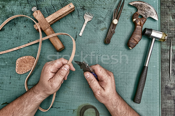 Leather artisan craftsman Stock photo © frimufilms