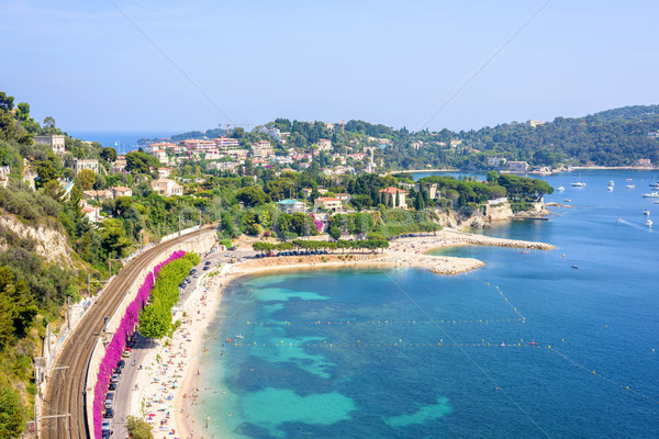 Beautiful daylight view from top of mountains to Nice Cote d'Azu Stock photo © frimufilms
