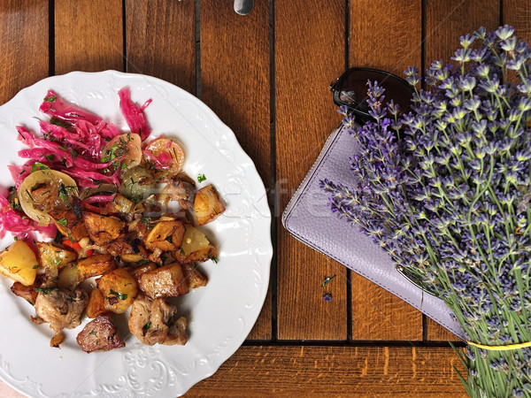 Foto d'archivio: Bianco · alimentare · piatto · carne · patate · cavolo