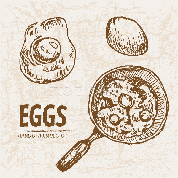 Digital vector detailed line art cooking eggs Stock photo © frimufilms
