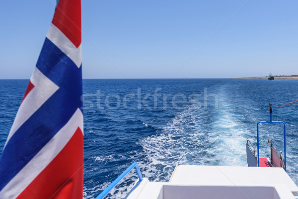 Norway flag and view from a boat tail Stock photo © frimufilms