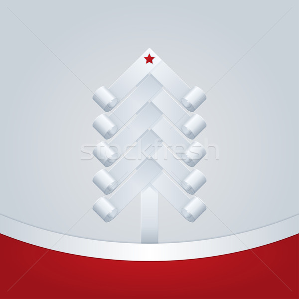 Noël carte de vœux blanche papier arbre star [[stock_photo]] © frostyara