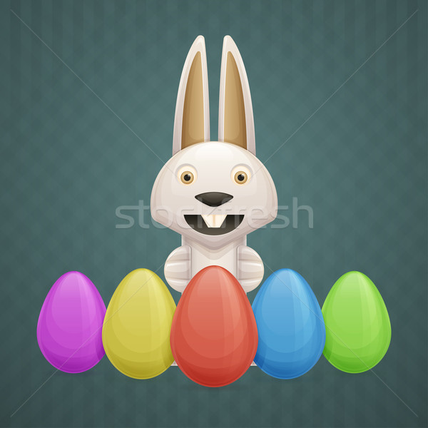 Lapin de Pâques coloré œufs de Pâques sombre papier visage [[stock_photo]] © frostyara