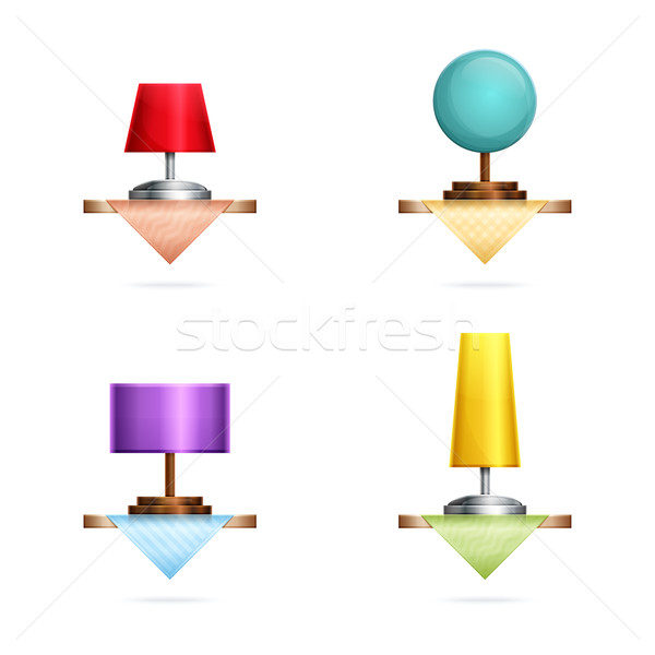 Table lampes lampe bois tablettes [[stock_photo]] © frostyara