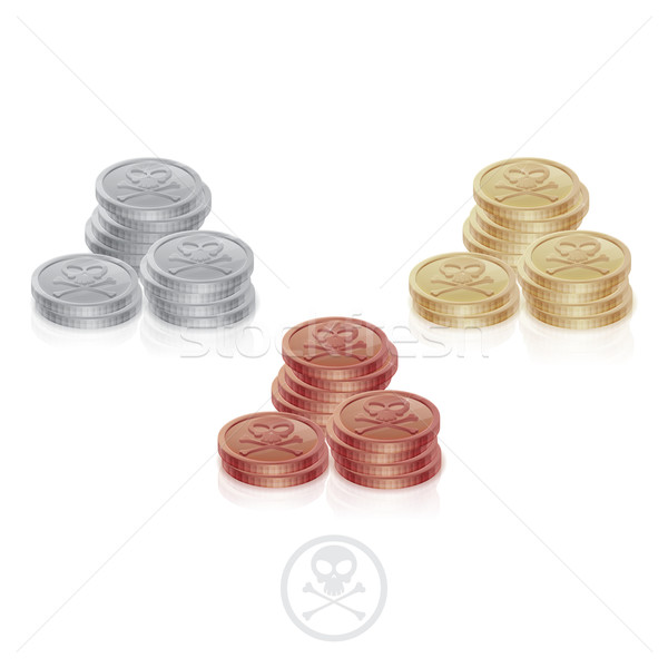 Pirate pièces trois colonnes cuivre argent [[stock_photo]] © frostyara
