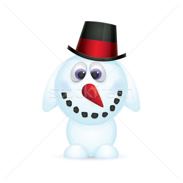 Bonhomme de neige grand tête noir chapeau carotte [[stock_photo]] © frostyara