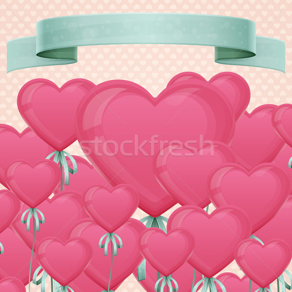 Coeur carte battant ballons cordes [[stock_photo]] © frostyara