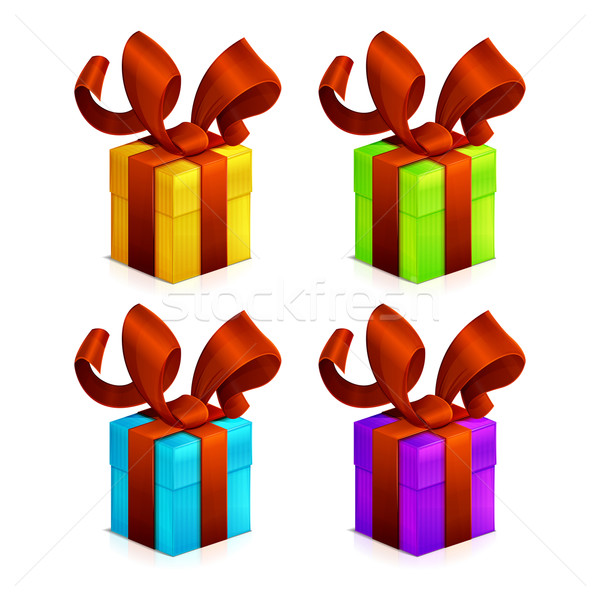 Icônes Noël cadeau quatre [[stock_photo]] © frostyara