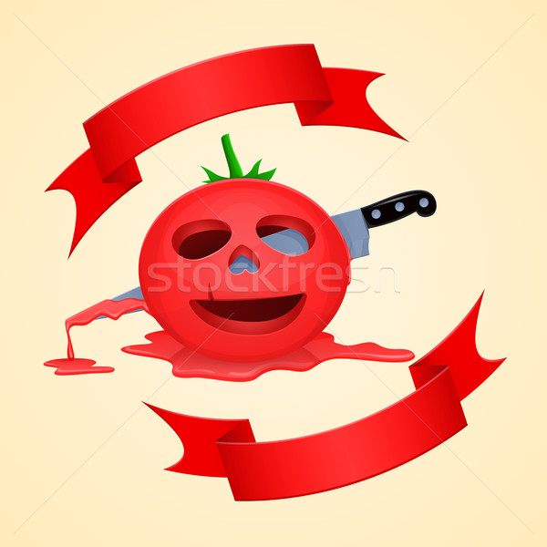 Halloween tomate couteau design vert peinture [[stock_photo]] © frostyara