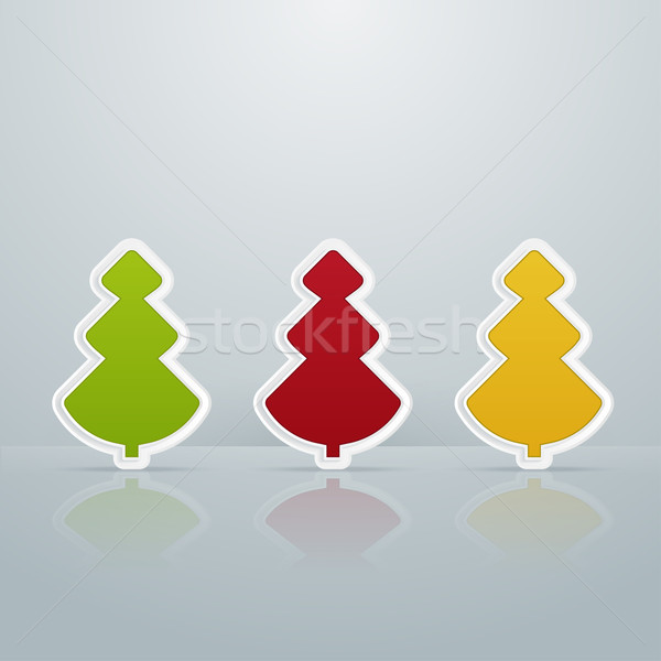 Stock photo: Colored Fir-Trees Object. Set of Six