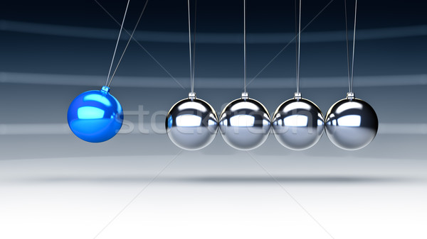 Bölcső renderelt kép kék labda fém csapat Stock fotó © froxx