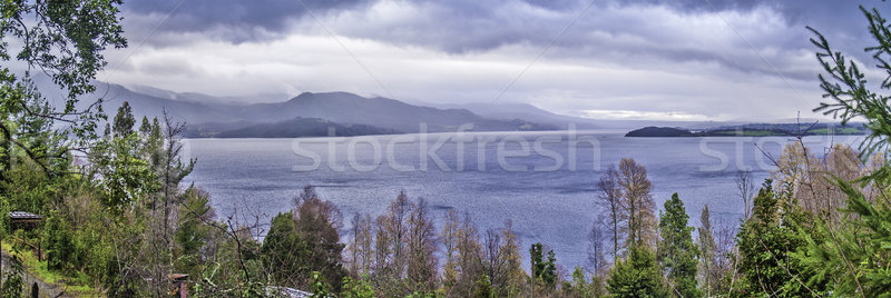 Lago montanas panorama vista árboles paisaje Foto stock © fxegs