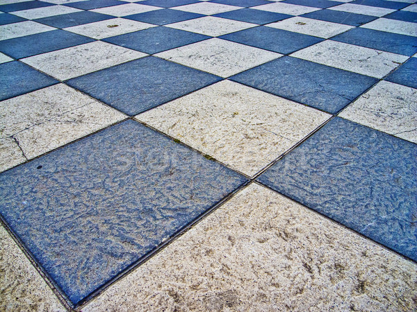 Stockfoto: Schaakbord · vloer · stijl · witte · Blauw · schaken
