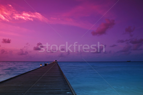 Zonsondergang Maldiven mooie indian oceaan zon Stockfoto © fyletto