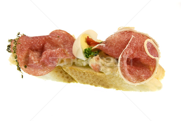 Dekoracyjny kanapkę salami jaj żywności strony Zdjęcia stock © fyletto