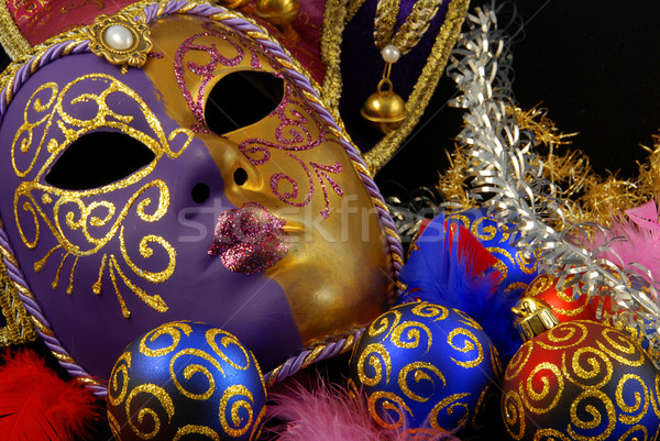Maszk gyönyörű velencei maszk fekete karácsony hasonló Stock fotó © fyletto