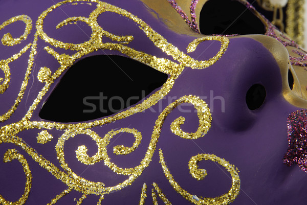 Máscara veneciana detalle hermosa mitad oro violeta Foto stock © fyletto