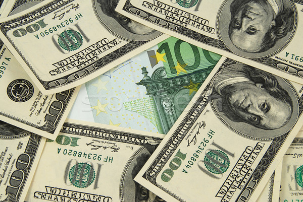 Dollar euro hoop rond bankbiljet Stockfoto © fyletto